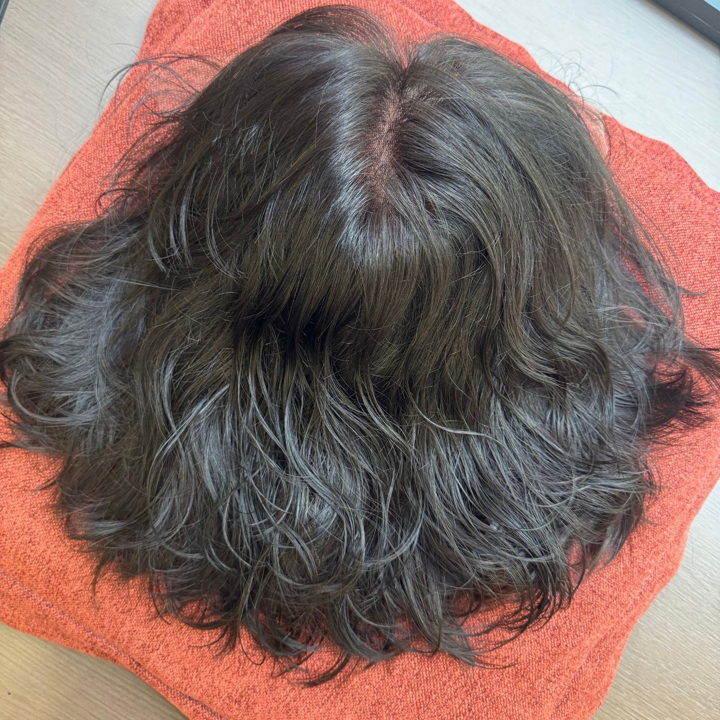 AURELIA — Curly Layered Lob Wig | 14” Darkest Brown (Level 4)