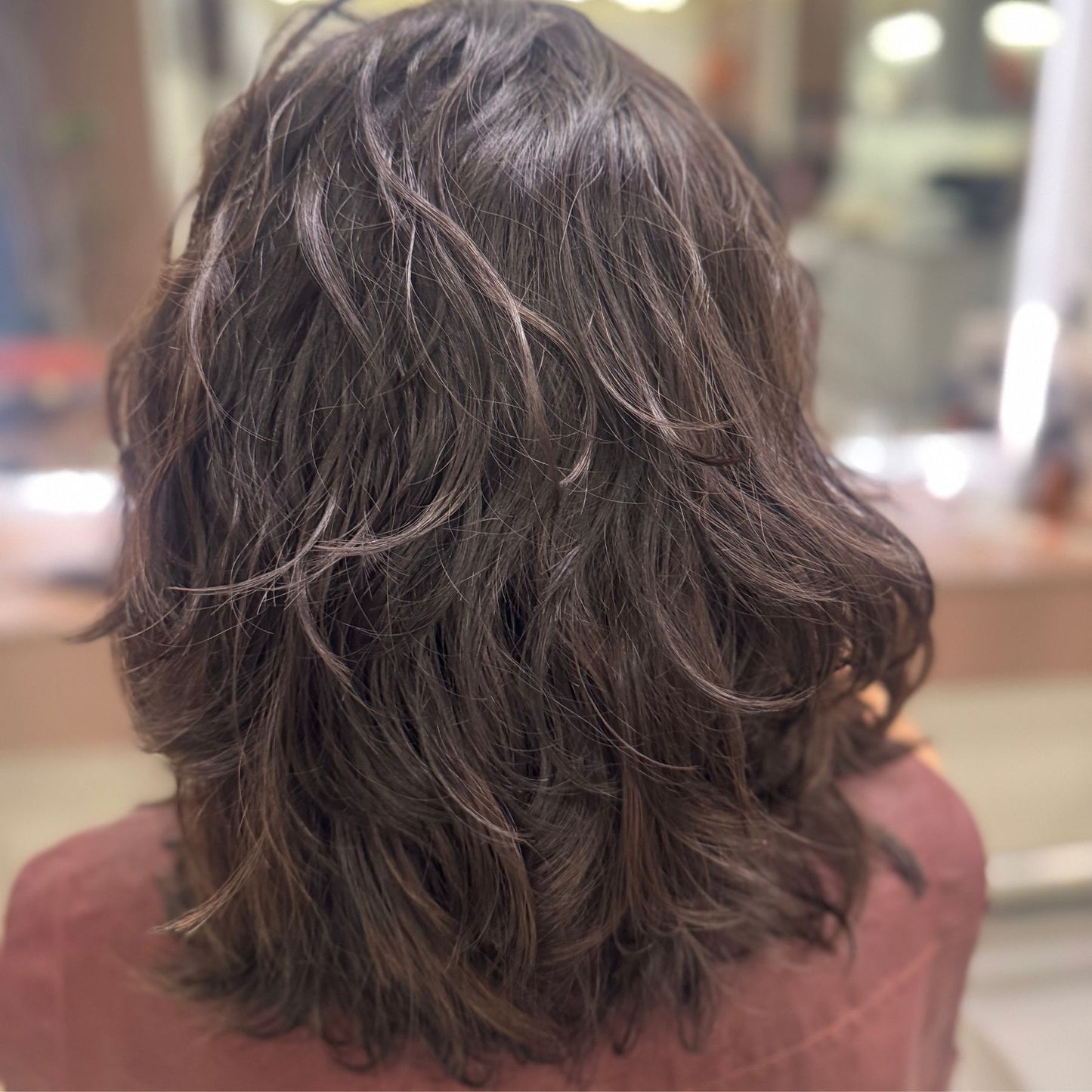 AURELIA — Curly Layered Lob Wig | 14” Darkest Brown (Level 4)