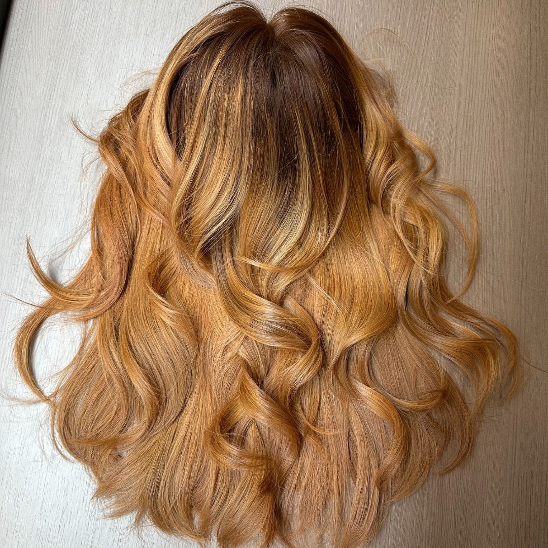 AUBREY | Lustrous Dark Strawberry Blonde Balayage Lace Top Wig
