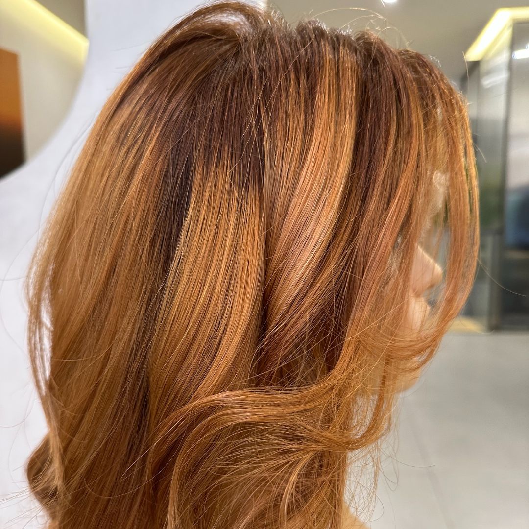 AUBREY | Lustrous Dark Strawberry Blonde Balayage Lace Top Wig