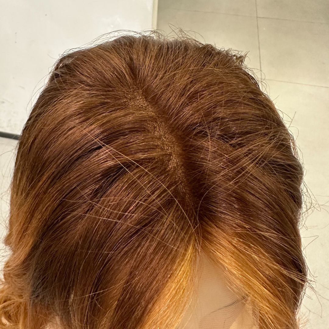 AUBREY | Lustrous Dark Strawberry Blonde Balayage Lace Top Wig