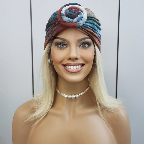 CECILIA-Braided Knot Pleated Turban Cap Chemo Cap CECILIA-Braided Knot Pleated Turban Cap Chemo Cap