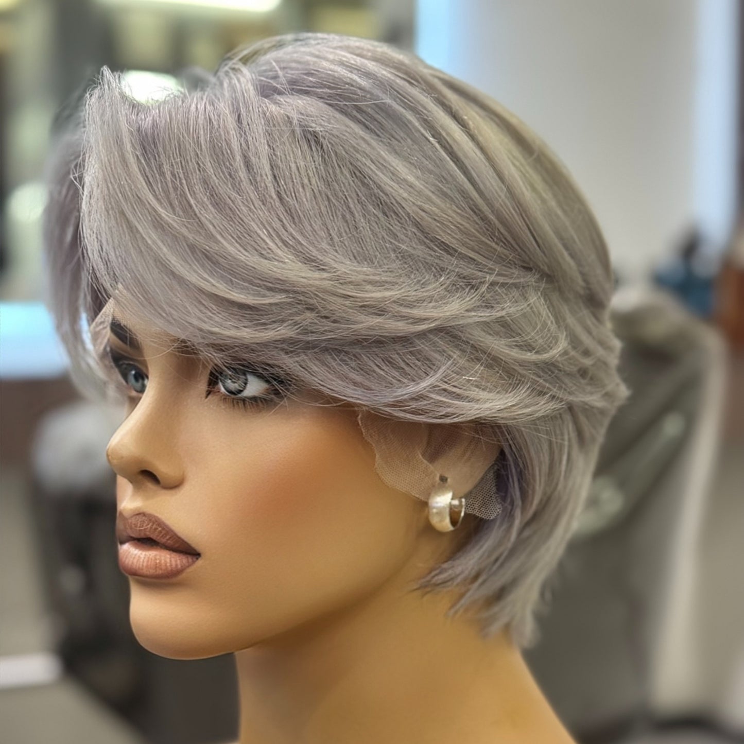 MERYL | Cool-Toned Pearl Silver Pixie with Razored Layers