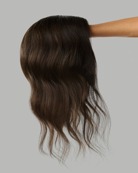 SANDRA | Darkest Brown Silk Base Topper | 5.5" x 6.5"|16”