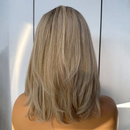 AVERY-Cool Blonde Balayage with Brown Root