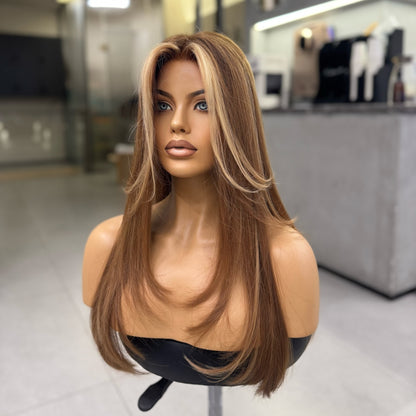 ELLE | Signature Wig – Caramel Blonde Balayage with Silk Liner Top