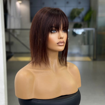 Elena | Topper-Hand-Tied Monofilament Base | Classic Auburn | 3"x6" | 14" | Light Volume