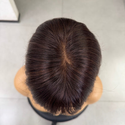 Elena | Topper-Hand-Tied Monofilament Base | Classic Auburn | 3"x6" | 14" | Light Volume
