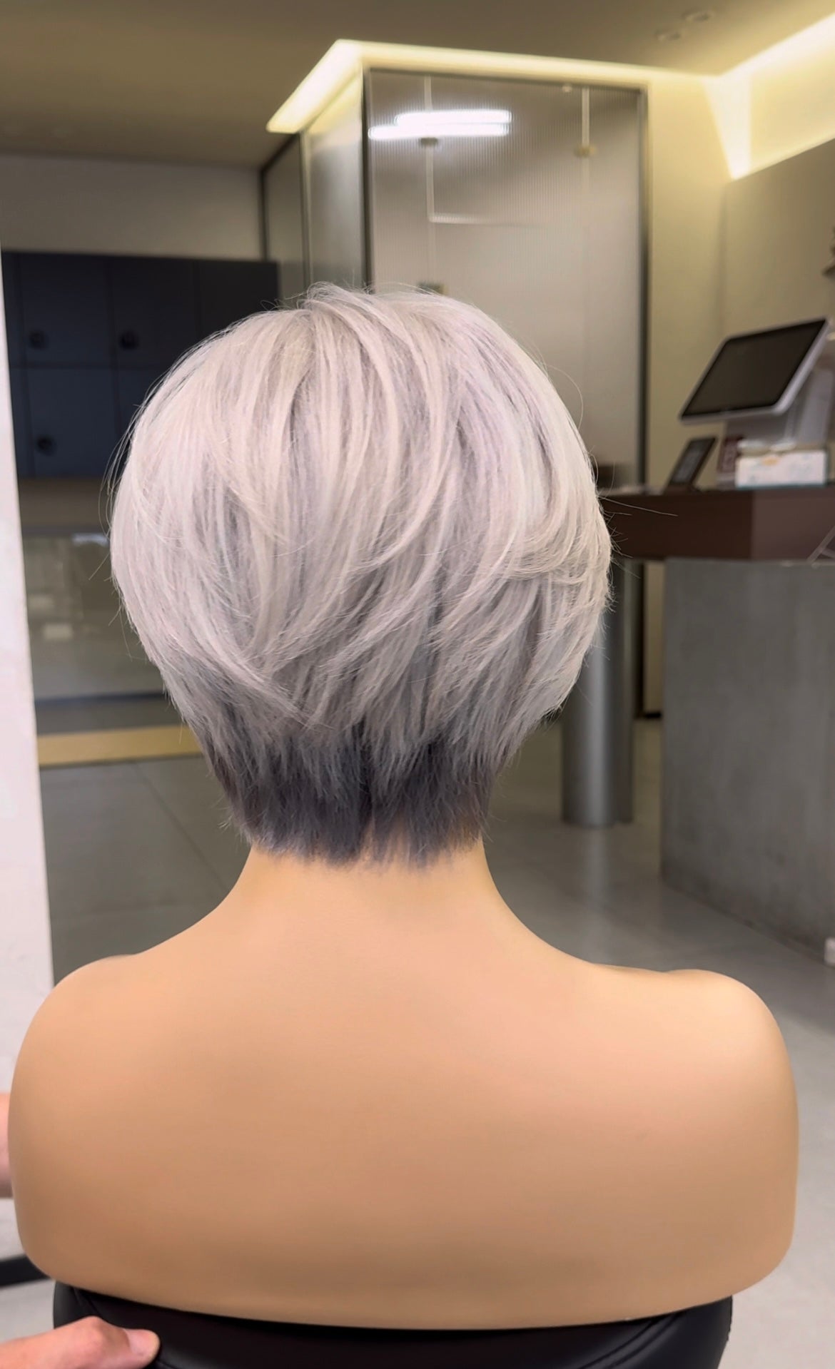 MERYL | Cool-Toned Pearl Silver Pixie with Razored Layers