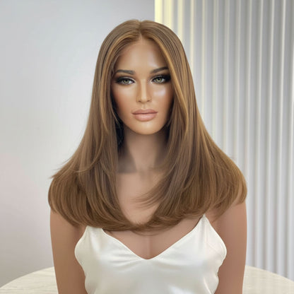 GIA | Hazelnut Balayage Butterfly Layers | 13×6 Swiss Lace — Fine-Denier Mongolian