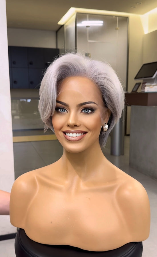 MERYL | Cool-Toned Pearl Silver Pixie with Razored Layers