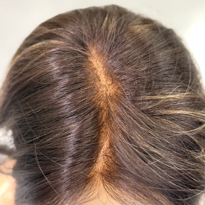 KAMYLA | 12" Dark Brunette Lob with Sun-Kissed Highlights