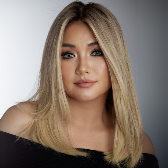 KRISS -  Honey Cream Blonde with Natural Root | Signature Wig – 16” Mongolian Human Hair