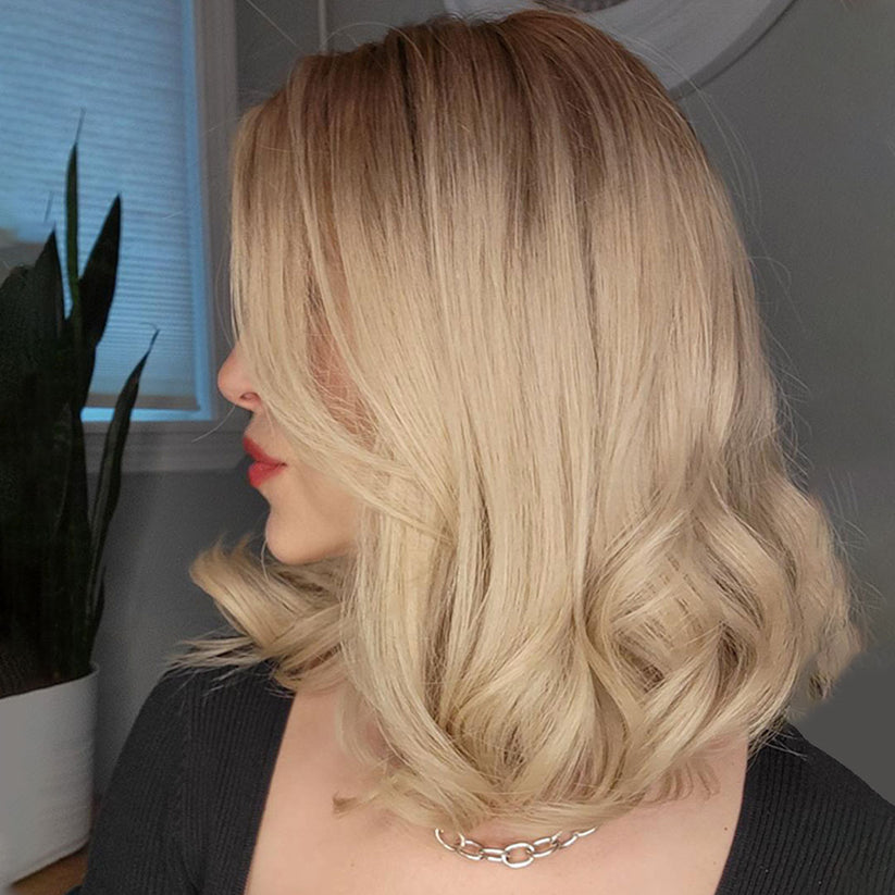 Taylor wig back view alternative angle 16 inch length movement Mongolian hair
