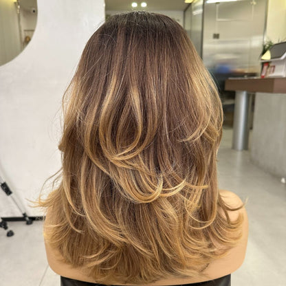 JESSICA- Ombre Champagne Blonde with Warm Caramel Hightlights