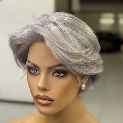 MERYL | Cool-Toned Pearl Silver Pixie with Razored Layers