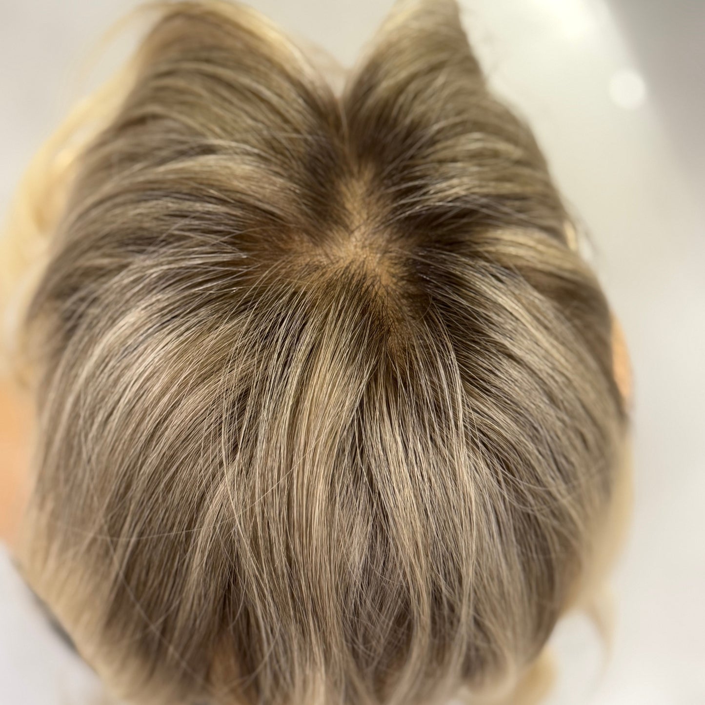 SATURN| Icy-Blonde Root Melt Lob | 14" Lace Top Wig