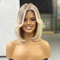SYDNEY | Sleek Blunt Blonde Lob with Shadow Root | 14'' Lace Top Wig
